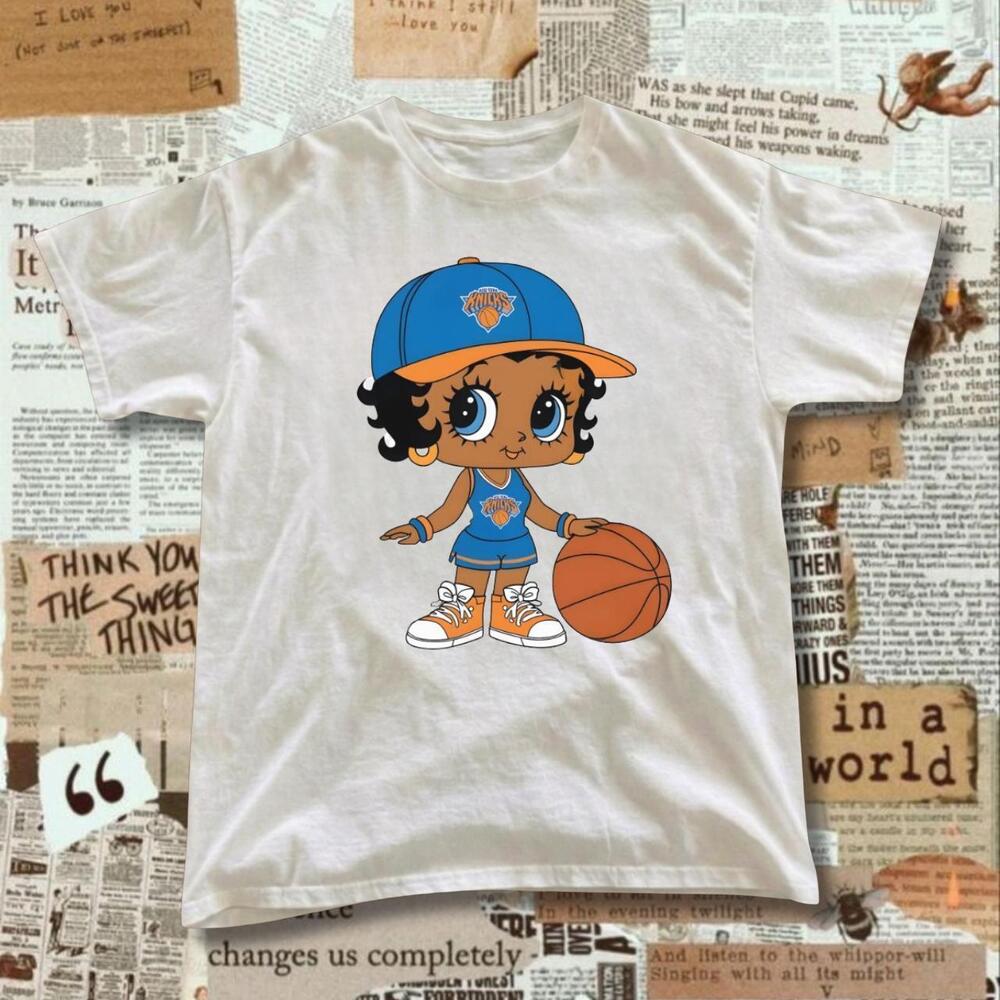 Baby Betty Boop  York Knicks Basketball Tee White T-Shirt With Graphic